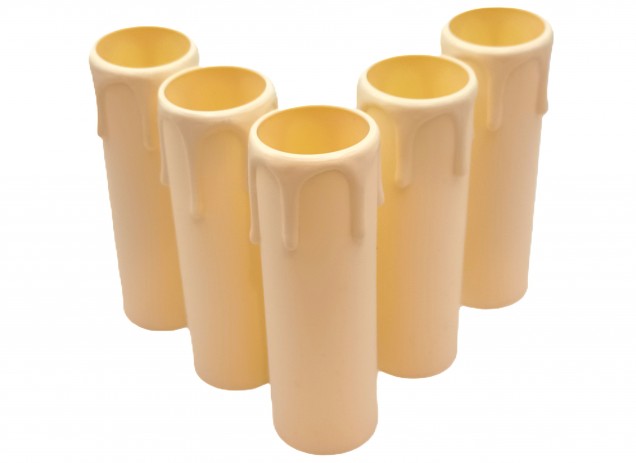 Candle Tubes-sleeves ivory Drip Plastic 105mm x 26mm