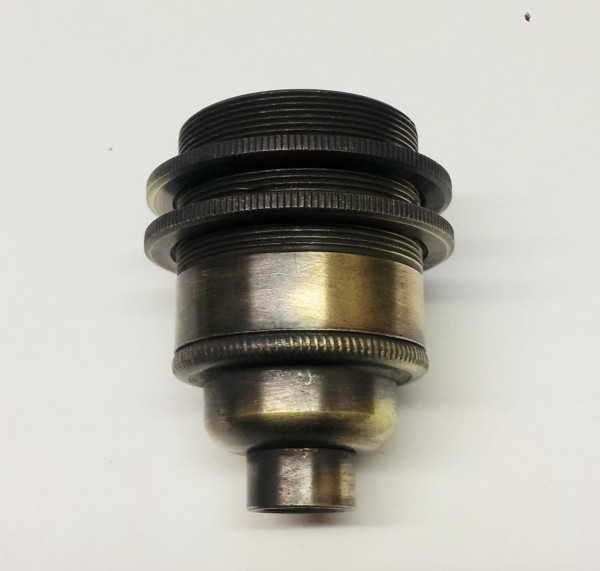 ES E27- 3 part bulb lamp holder aged brushed antique effect 10mm thread