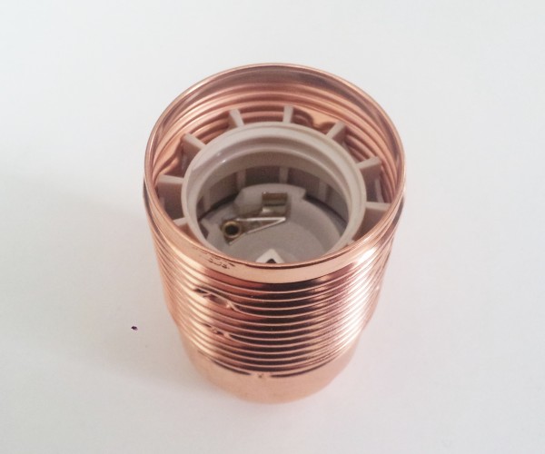 ES E27 Bulb-lamp Holder 3 Part Plus Shade Ring In Plated copper