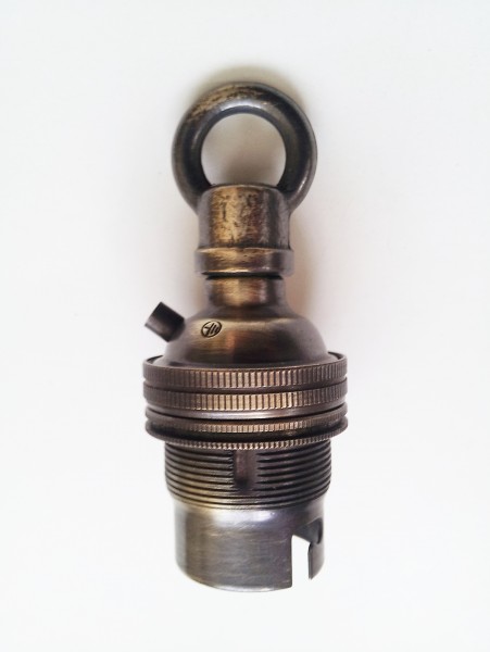 lamp holder with closed hook threaded skirt and ring B22 bayonet cap