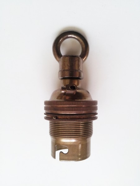 lamp holder with closed hook threaded skirt and ring B22 bayonet cap