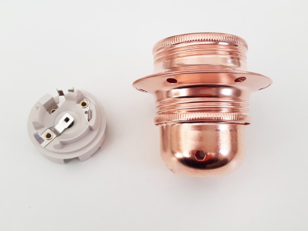 ES E27 Bulb-lamp Holder 3 Part Plus Shade Ring In Plated copper