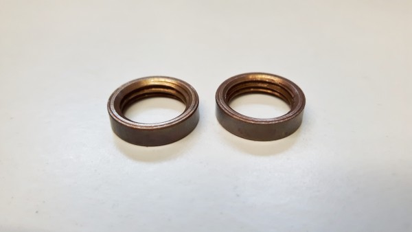 M10 solid brass ring nuts in antique brass