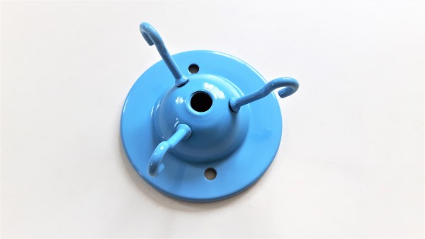 brass 3 hook ceiling plate for light fitting in blue
