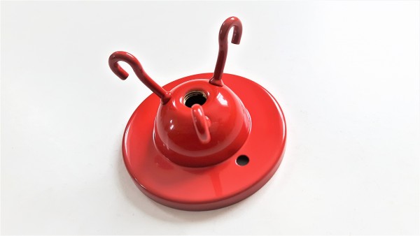 brass 3 hook ceiling plate for light fitting in red