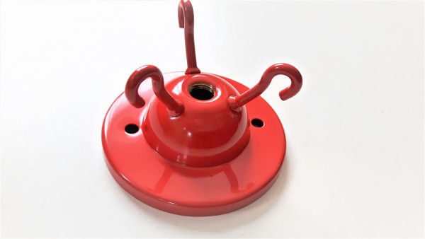 brass 3 hook ceiling plate for light fitting in red