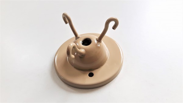 brass 3 hook ceiling plate for light fitting in cream