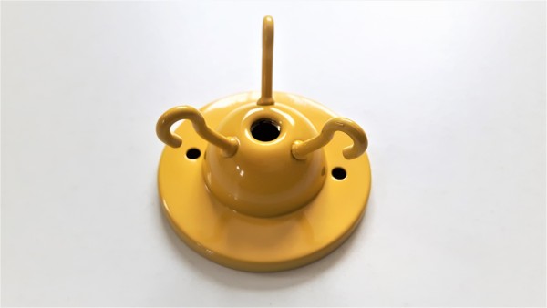 brass 3 hook ceiling plate for light fitting in yellow