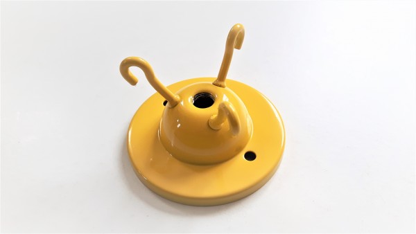 brass 3 hook ceiling plate for light fitting in yellow