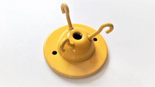 brass 3 hook ceiling plate for light fitting in yellow