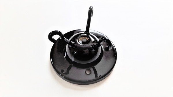 brass 3 hook ceiling plate for light fitting in black