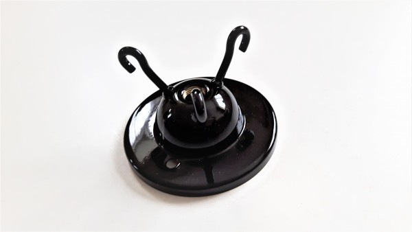 brass 3 hook ceiling plate for light fitting in black