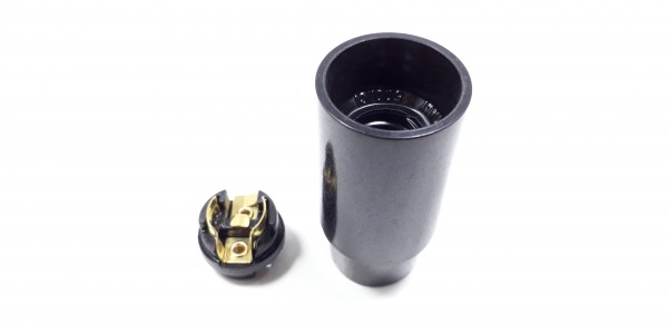 E14 bulb-lamp holder 3 part plain skirt black plastic