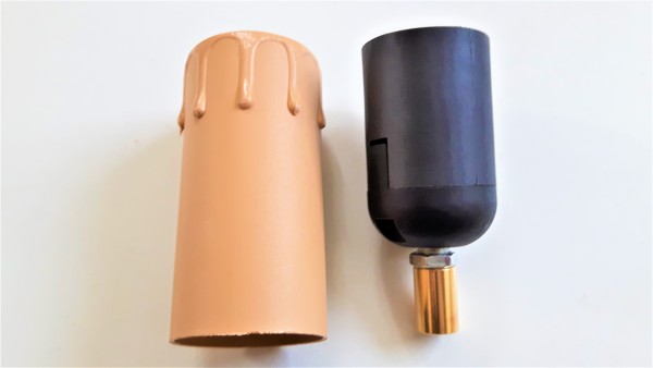 E27 2 part black lamp holder and Candle Tube brown Drip plastic 85mm x 40mm