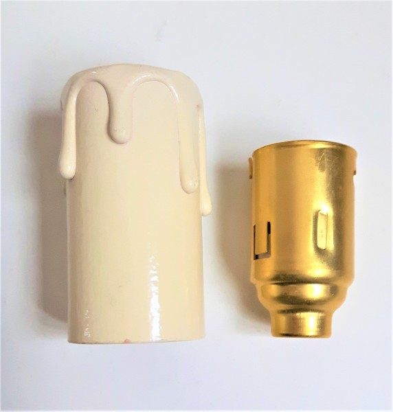 Candle Tube with B22 lamp holder Cream Drip Card 55mm x 26mm