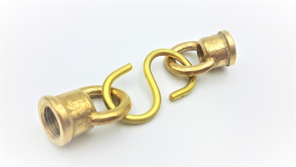 2 x closed hoops and centre s hook in brass M10 thread