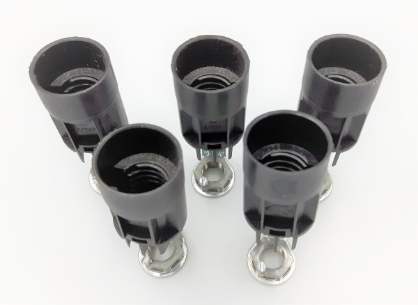 Lamp Holder With Stem - SES E14 - BLACK Total Height 65mm pack of 5