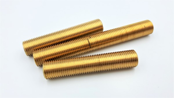 Brass Threaded Hollow Tube Stem Tube 10mm Metric Thread 1mm Fine Pitch 75mm Long