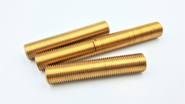 Brass threaded hollow tube stem tube 10mm metric thread 1mm fine pitch 50mm long