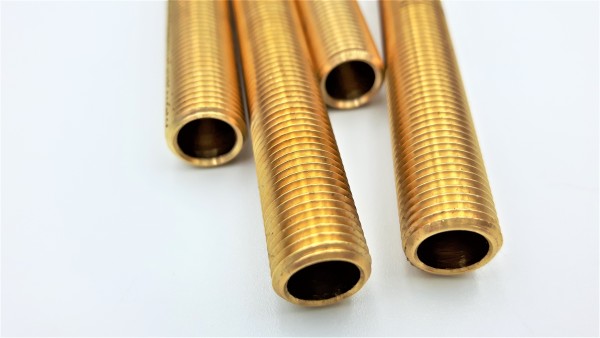 Brass threaded hollow tube stem tube 10mm metric thread 1mm fine pitch 75mm long