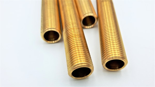 Brass threaded hollow tube stem tube 10mm metric thread 1mm fine pitch 50mm long