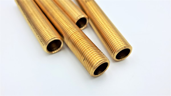 Brass Threaded Hollow Tube Stem Tube 10mm Metric Thread 1mm Fine Pitch 75mm Long