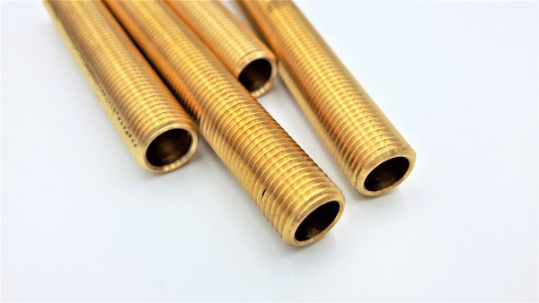 Brass threaded hollow tube stem tube 10mm metric thread 1mm fine pitch 50mm long