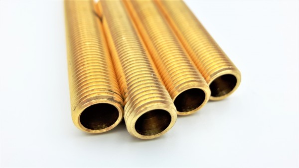 Brass threaded hollow tube stem tube 10mm metric thread 1mm fine pitch 50mm long