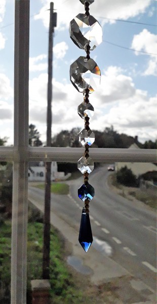 Suncatcher Crystal Hanging Blue Glass Pendant With 10 Crystal Octagons