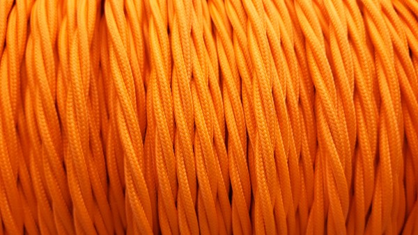 Baided 3 Cored Silk Flex Lighting Cable Orange 0.75MM
