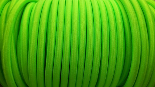 LIME GREEN ROUND OVERBRAID 3 CORE FLEX ELECTRIC LIGHTING CABLE CORD WIRE 0.50 MM