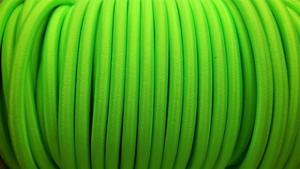 LIME GREEN ROUND OVERBRAID 3 CORE FLEX ELECTRIC LIGHTING CABLE CORD WIRE 0.50 MM