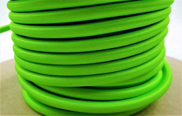 LIME GREEN ROUND OVERBRAID 3 CORE FLEX ELECTRIC LIGHTING CABLE CORD WIRE 0.50 MM