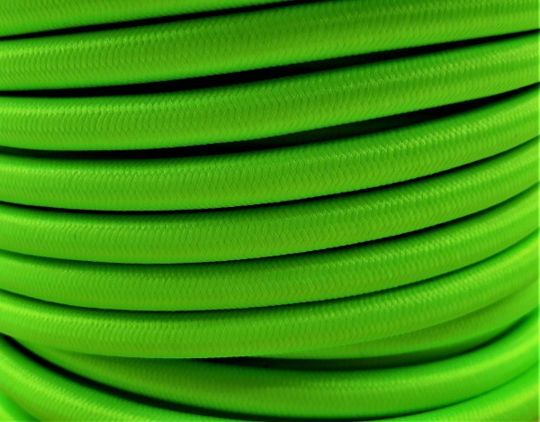 LIME GREEN ROUND OVERBRAID 3 CORE FLEX ELECTRIC LIGHTING CABLE CORD WIRE 0.50 MM