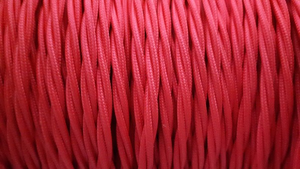 RED 3 Core Braided Silk Flex Electrical Cable 0.75mm