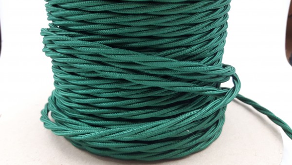 3 Core Braided Silk Lighting Flex Period Cable 0.75mm FOREST GREEN