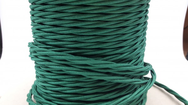 3 Core Braided Silk Lighting Flex Period Cable 0.75mm FOREST GREEN