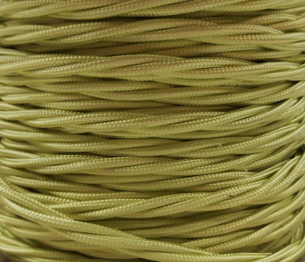 BRAIDED 3 CORE SILK FLEX ELECTRIC CABLE GREEN 0.75MM