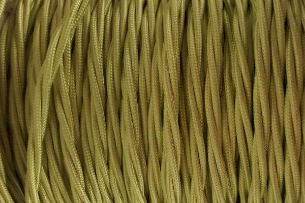 BRAIDED 3 CORE SILK FLEX ELECTRIC CABLE GREEN 0.75MM