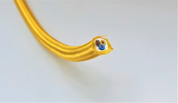 3 CORE ROUND OVERBRAID BRIGHT GOLD ELECTRIC CABLE .50MM