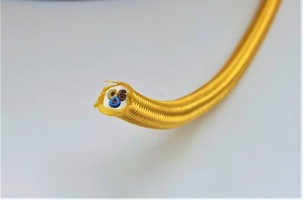 3 CORE ROUND OVERBRAID BRIGHT GOLD ELECTRIC CABLE .50MM