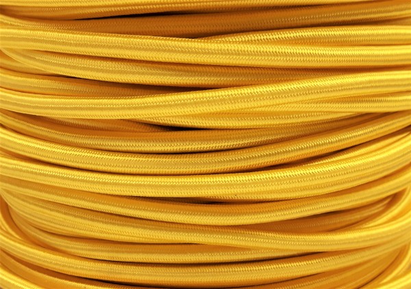 3 CORE ROUND OVERBRAID BRIGHT GOLD ELECTRIC CABLE .50MM