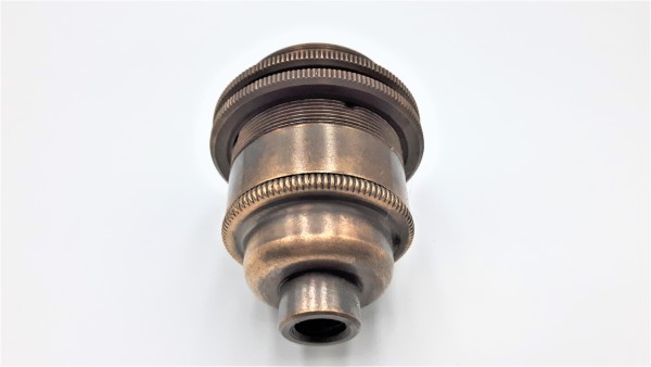 ES E27- 3 part bulb lamp holder aged antique brass effect M10 base