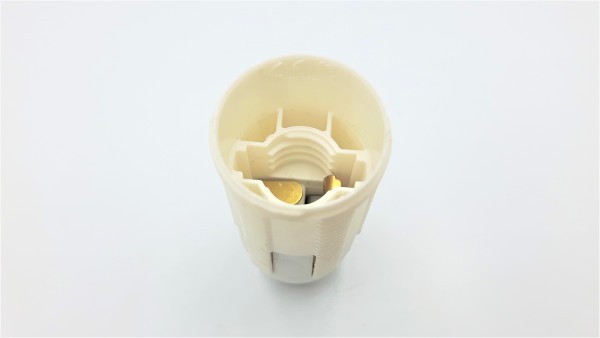 E14 Bulb Holder 2 Part Threaded Skirt and 2 Shade Rings White Plastic 