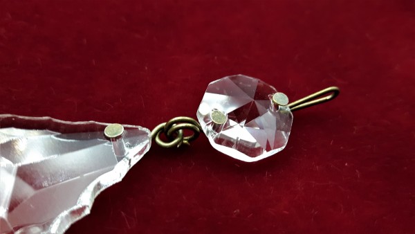 Small crystal chandelier drop maple leaf pinned in nickel brass or