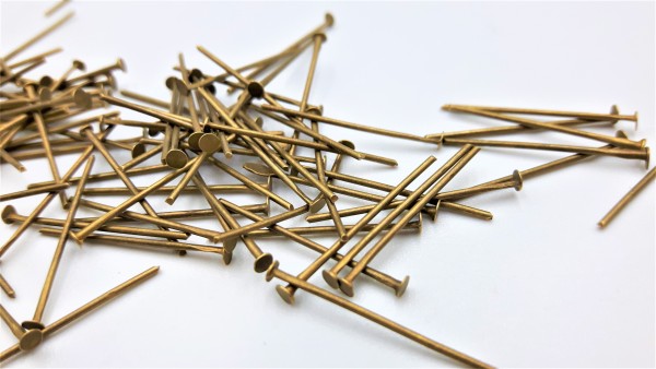 Chandelier Connecting Pins Aged Antique Brass 20mm X 0.8mm 2mm Head 