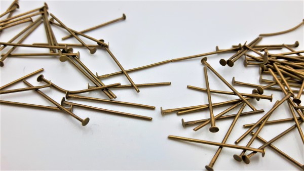 chandelier connecting pins aged antique brass 24mm x 0.8mm 2mm head