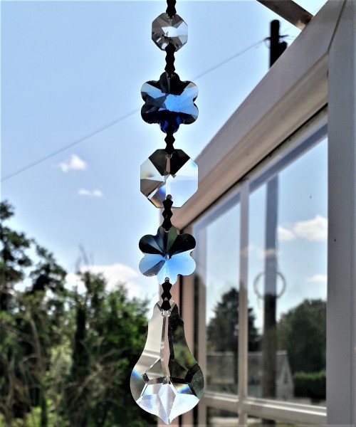 Crystal Suncatcher Blue Crystal Flowers And Pear Drop