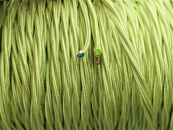 BRAIDED 3 CORE SILK FLEX ELECTRIC CABLE GREEN 0.75MM