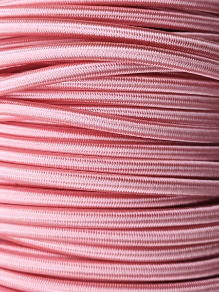 Round Overbraid 3 core Silk Flex Cable Salmon Pink 0.50mm